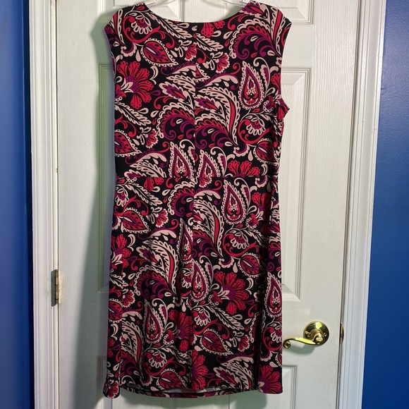 Fashion Bug Sleeveless Printed Pink and Black Dress, Large - Picture 4 of 9
